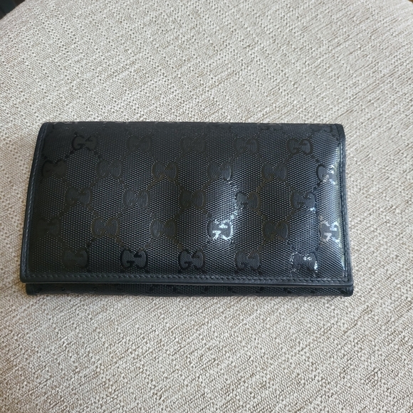 Gucci Handbags - Gucci Long Wallet in Black Imprime Canvas